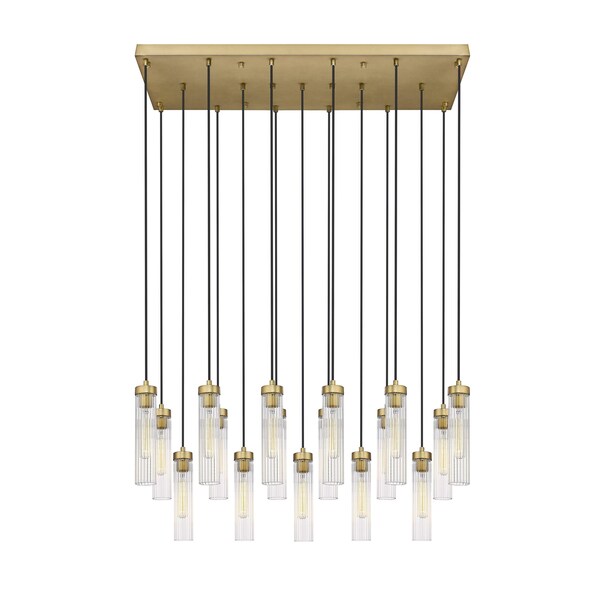 Z-Lite Beau Linear Chandelier, 17-Light, 18 In.W x 42 In.L x 12.75 In.H, Rubbed Brass/Clear 740P-17L-RB - main